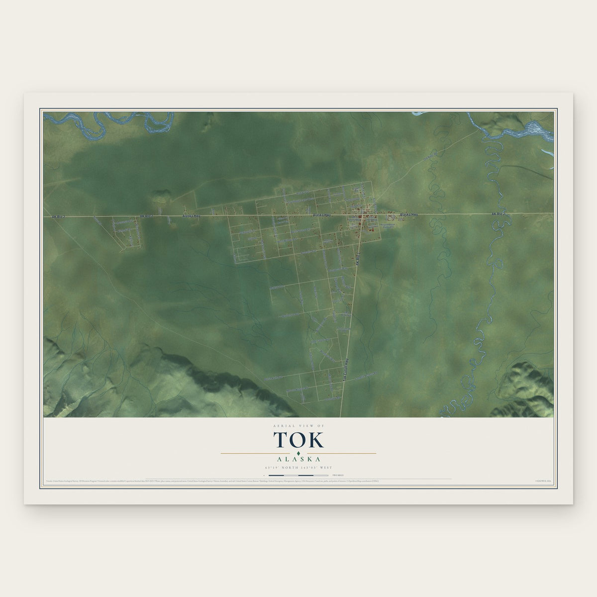 Tok, Alaska map print, the full design