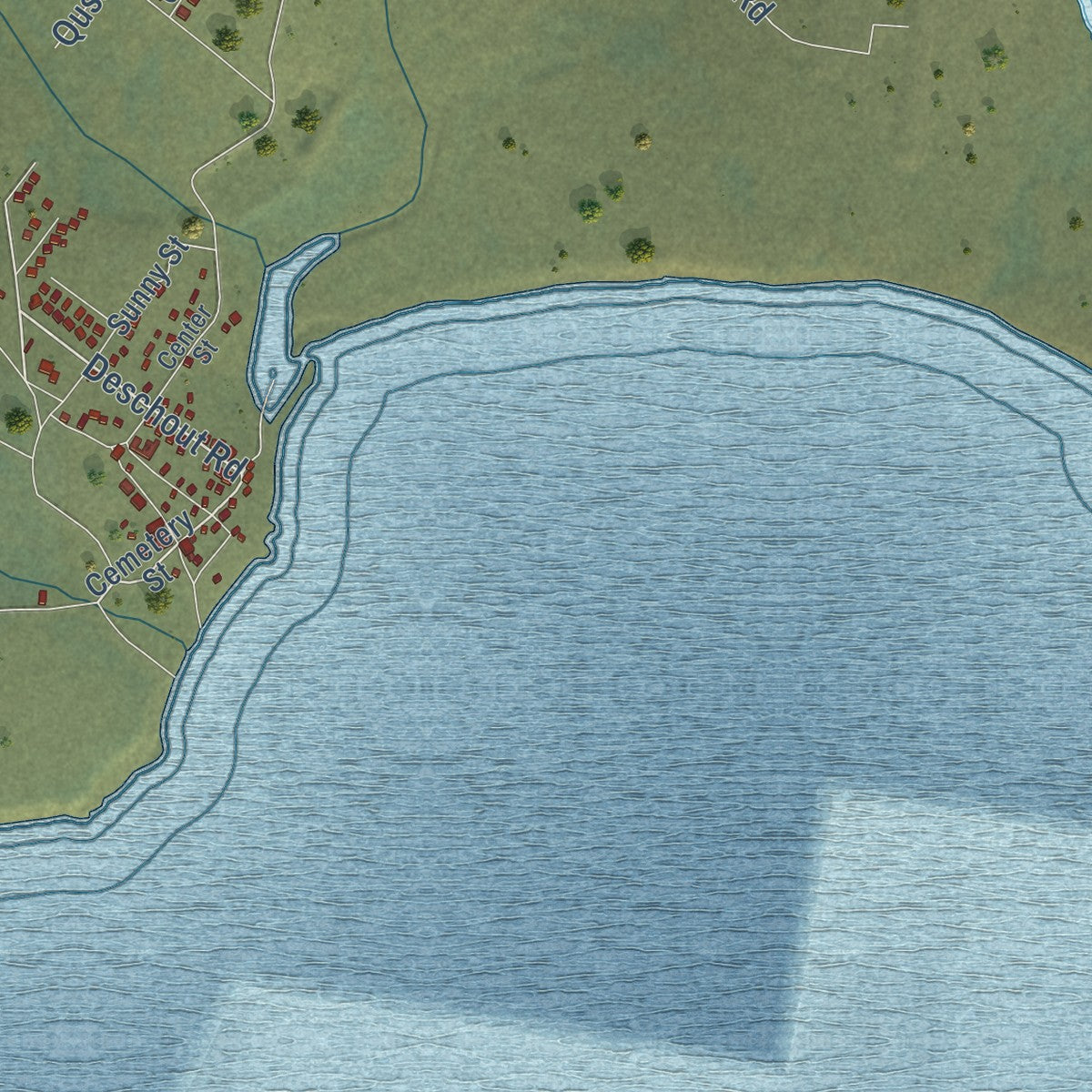 Close-up of the map of Toksook Bay, Alaska print showing street and building detail