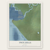 Twin Hills, Alaska map print, the full design