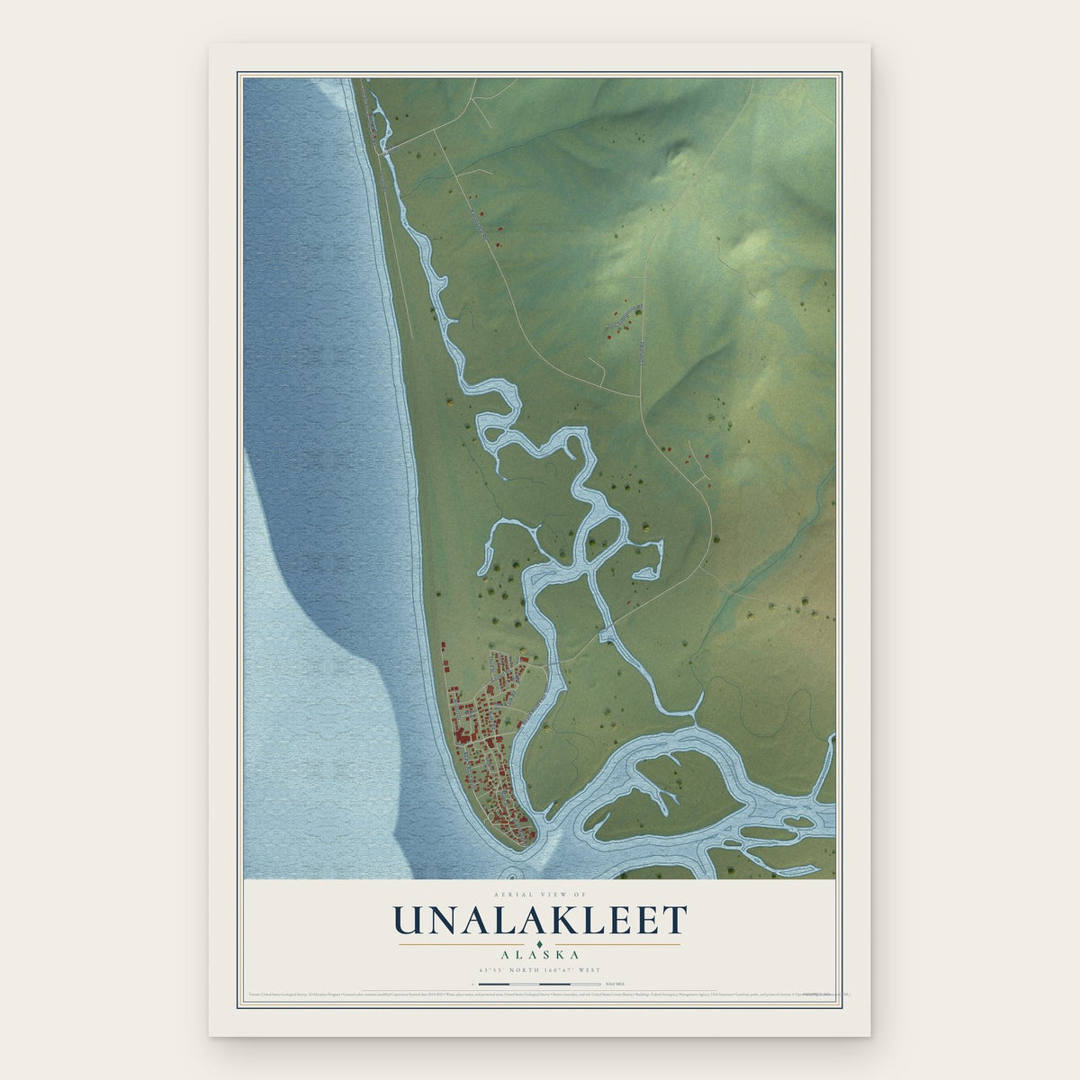Unalakleet, Alaska map print, the full design