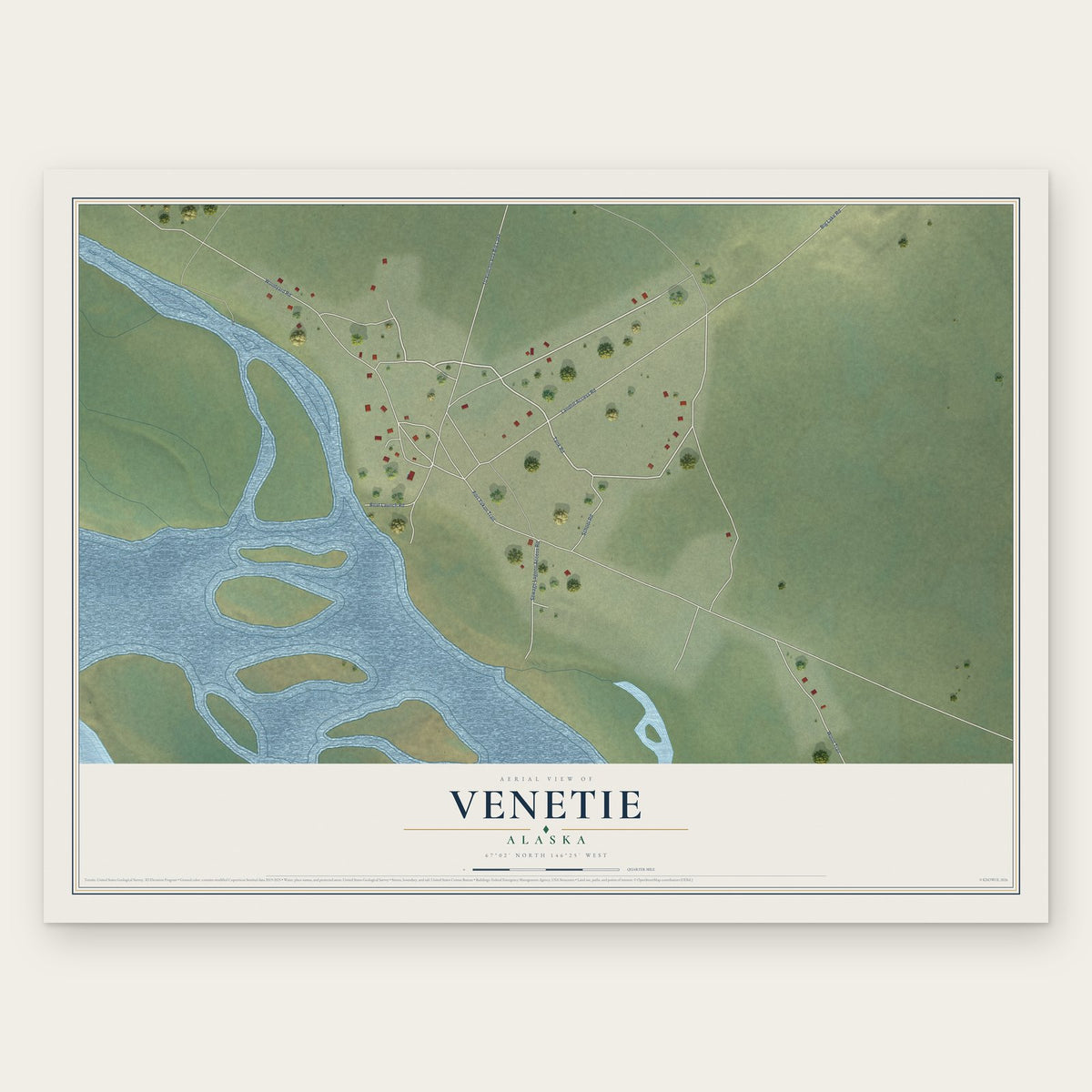 Venetie, Alaska map print, the full design