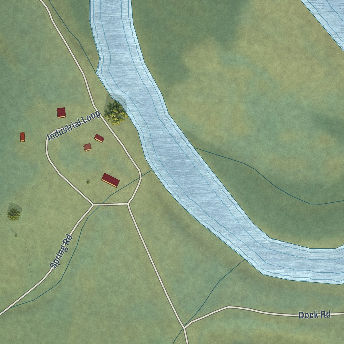 Close-up of the map of Whitestone, Alaska print showing street and building detail