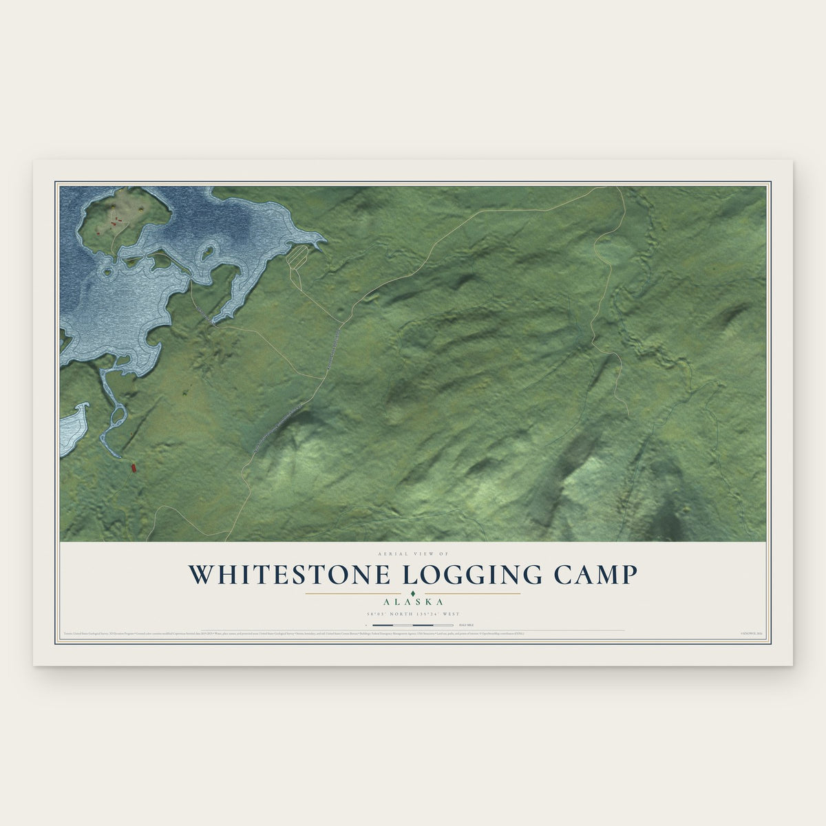 Whitestone Logging Camp, Alaska map print, the full design