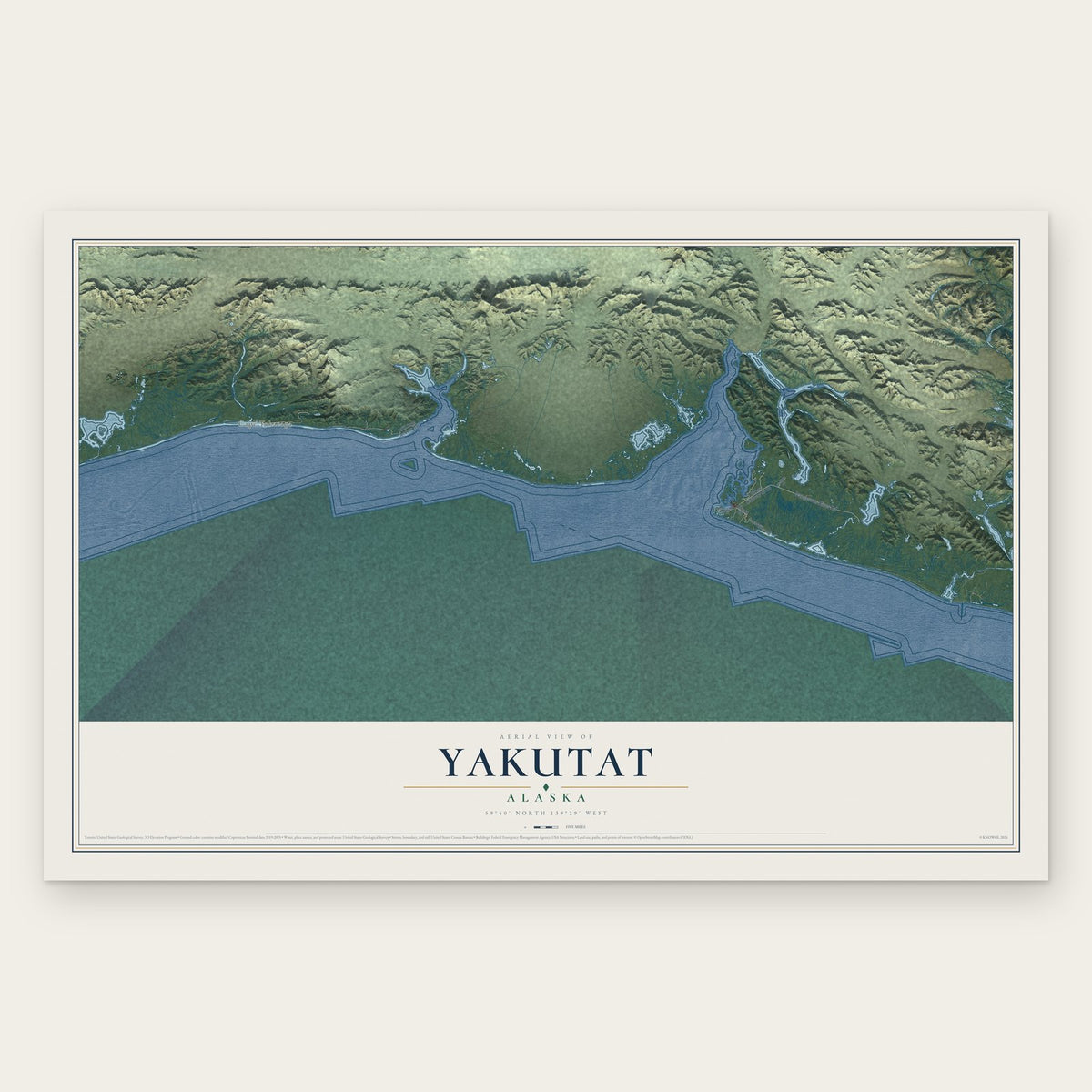 Yakutat, Alaska map print, the full design