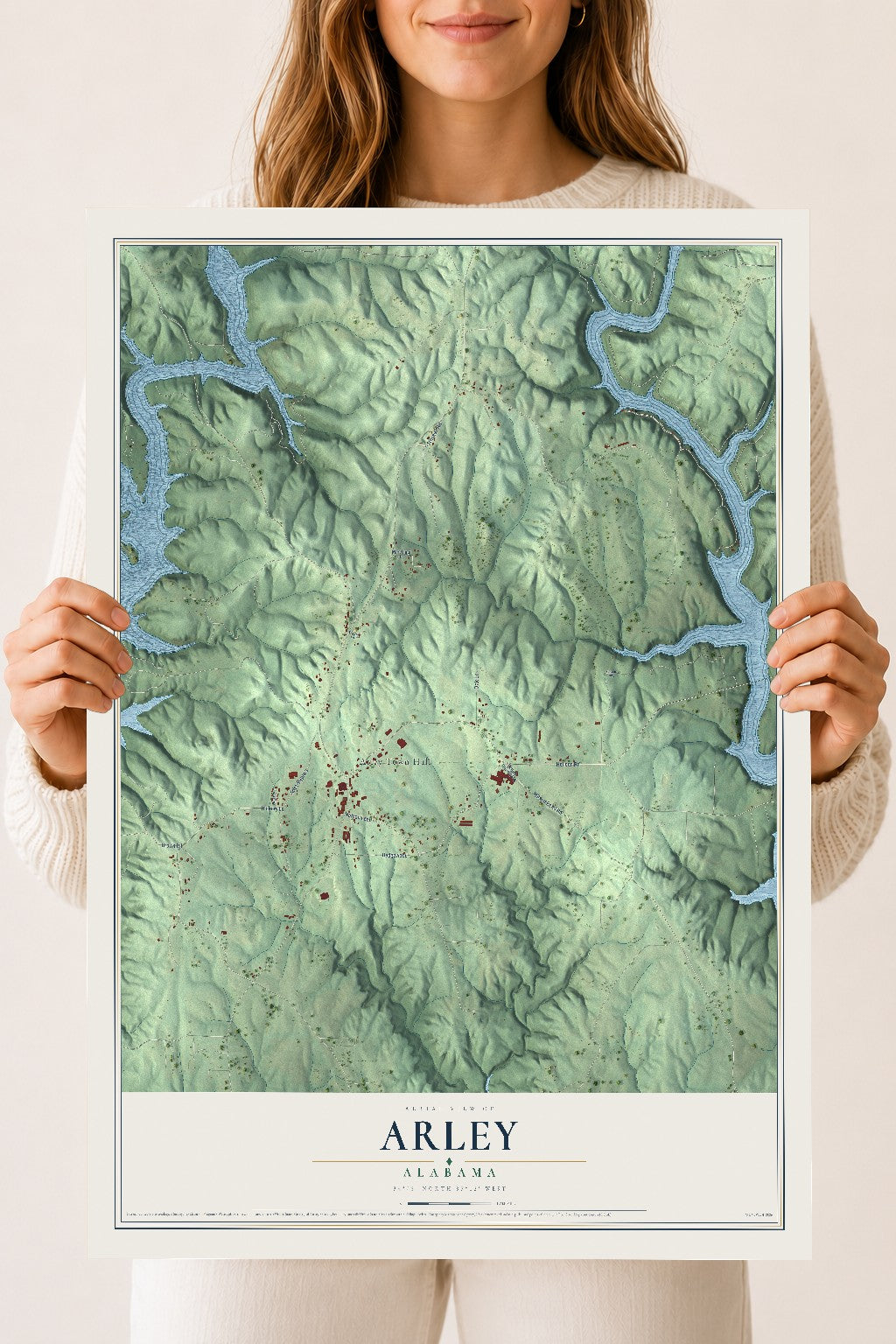 Map of Arley, Alabama, 18 x 24 inch unframed archival matte print
