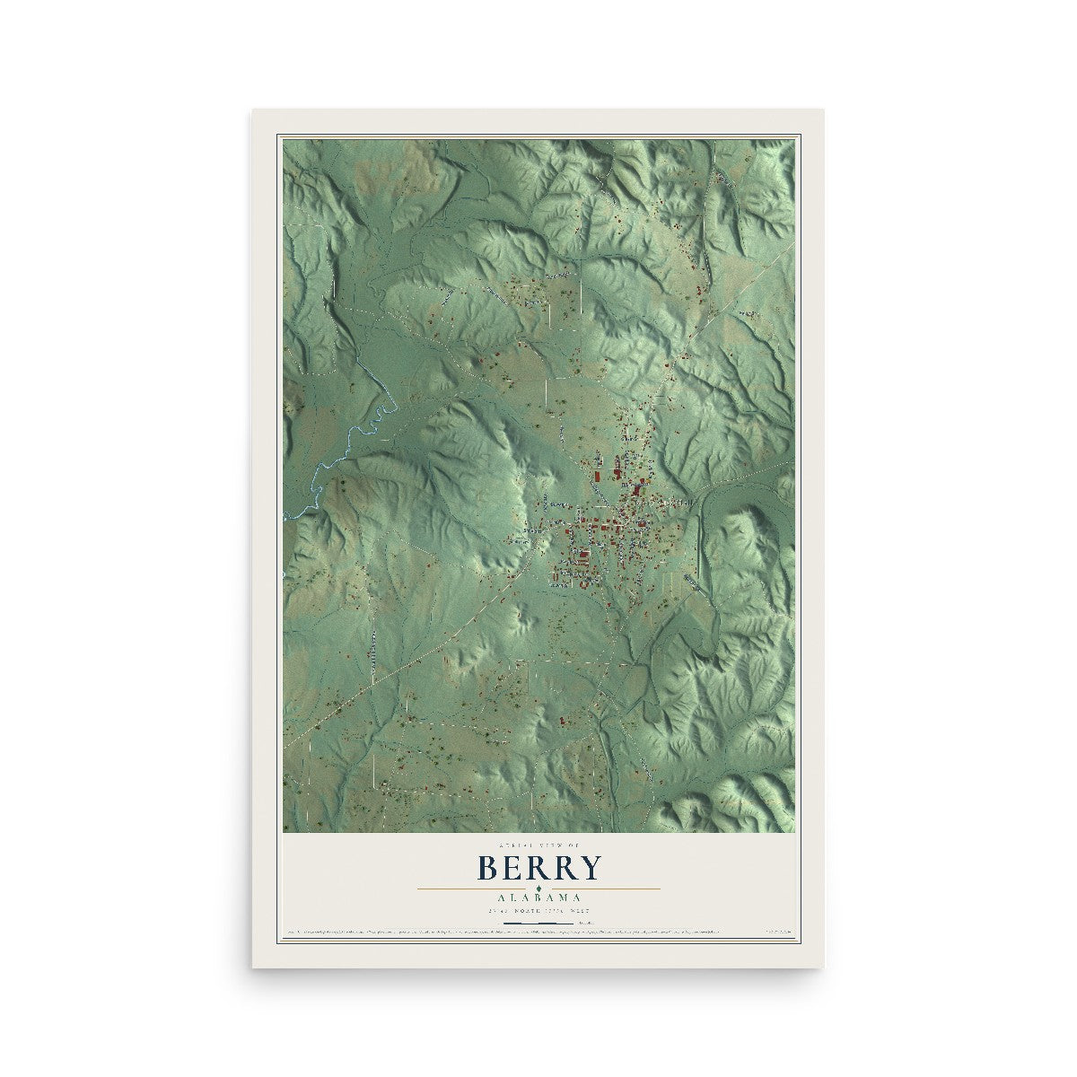 Map of Berry, Alabama, 12 x 18 inch unframed archival matte print