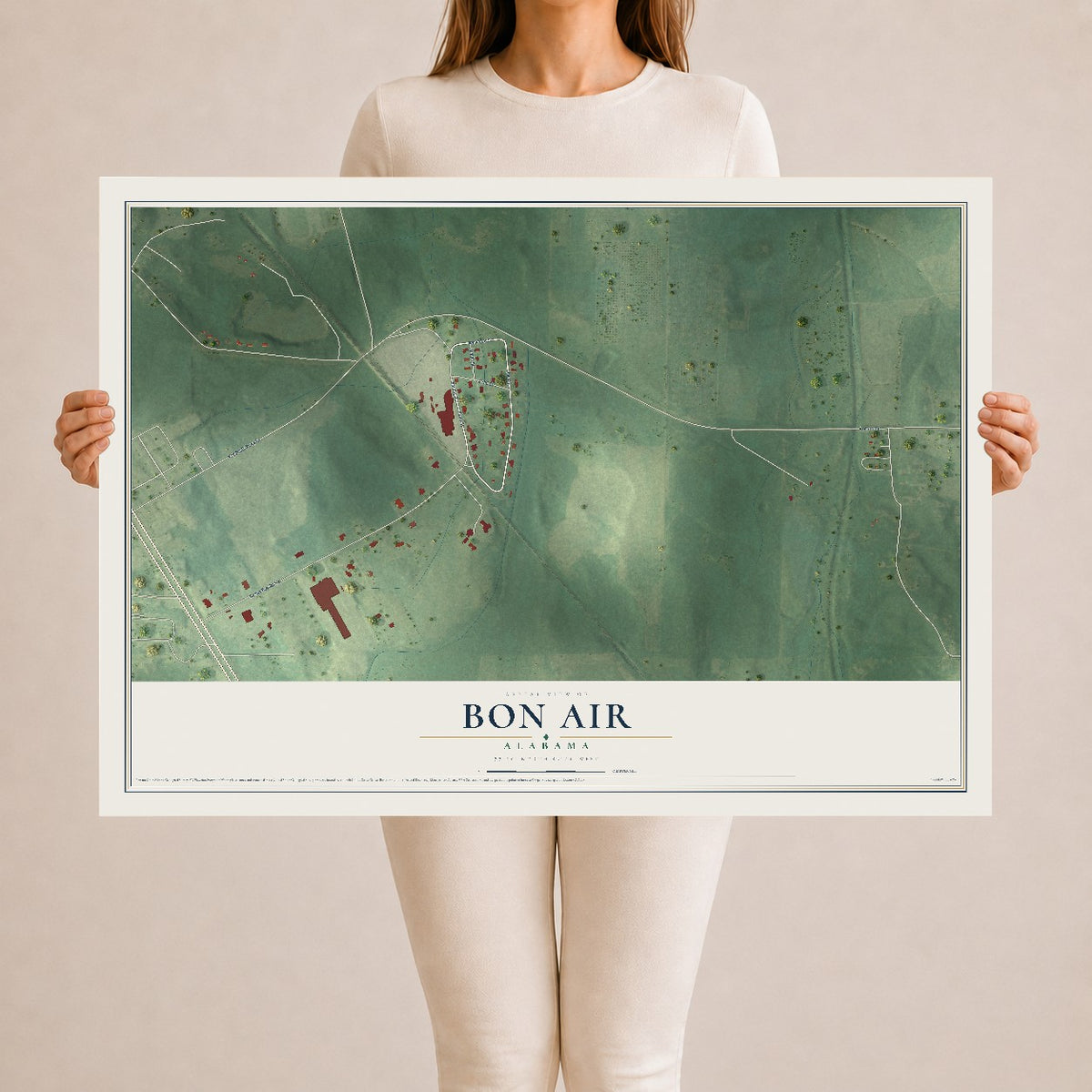Map of Bon Air, Alabama, 24 x 36 inch unframed archival matte print