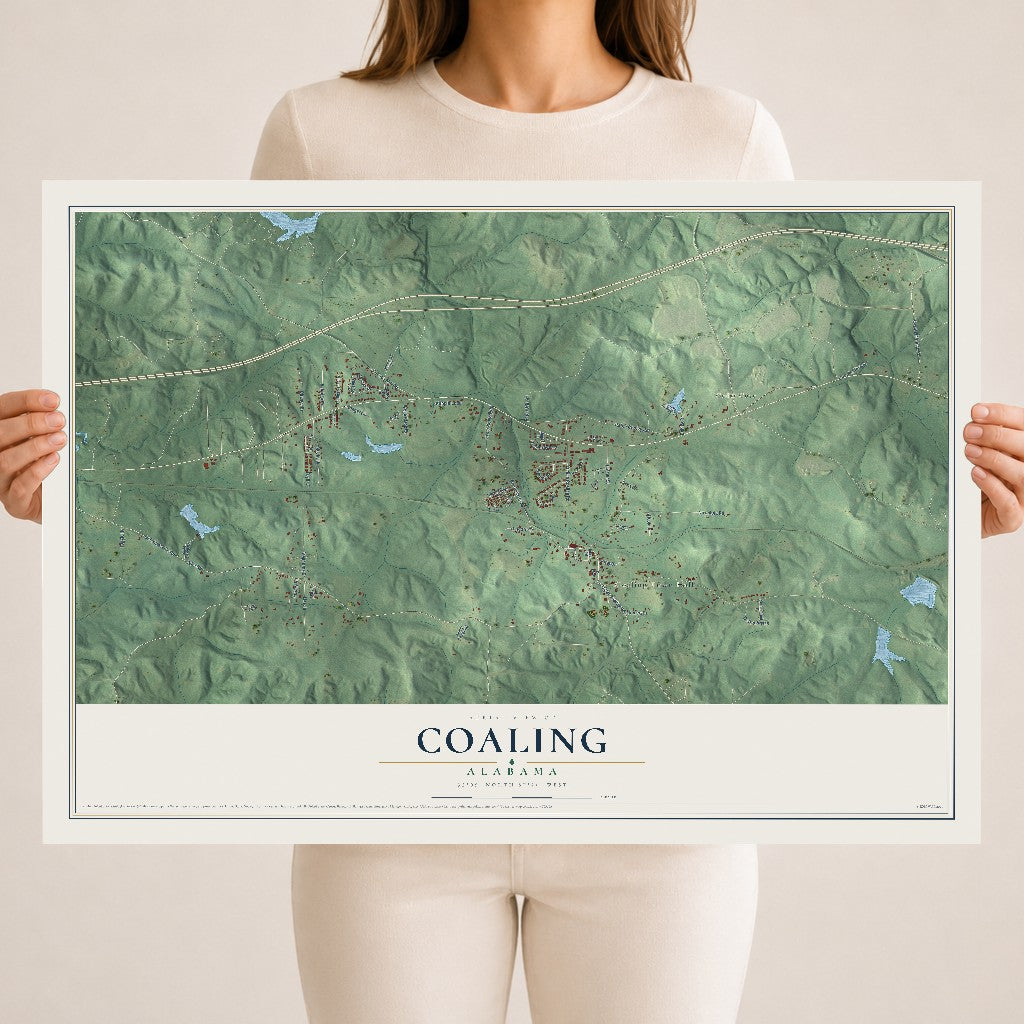 Map of Coaling, Alabama, 18 x 24 inch unframed archival matte print