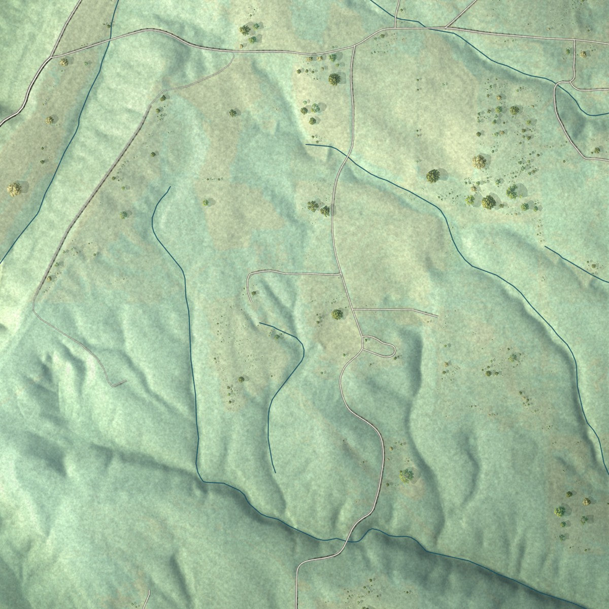 Second close-up of the map of Collinsville, Alabama print showing more streets and buildings