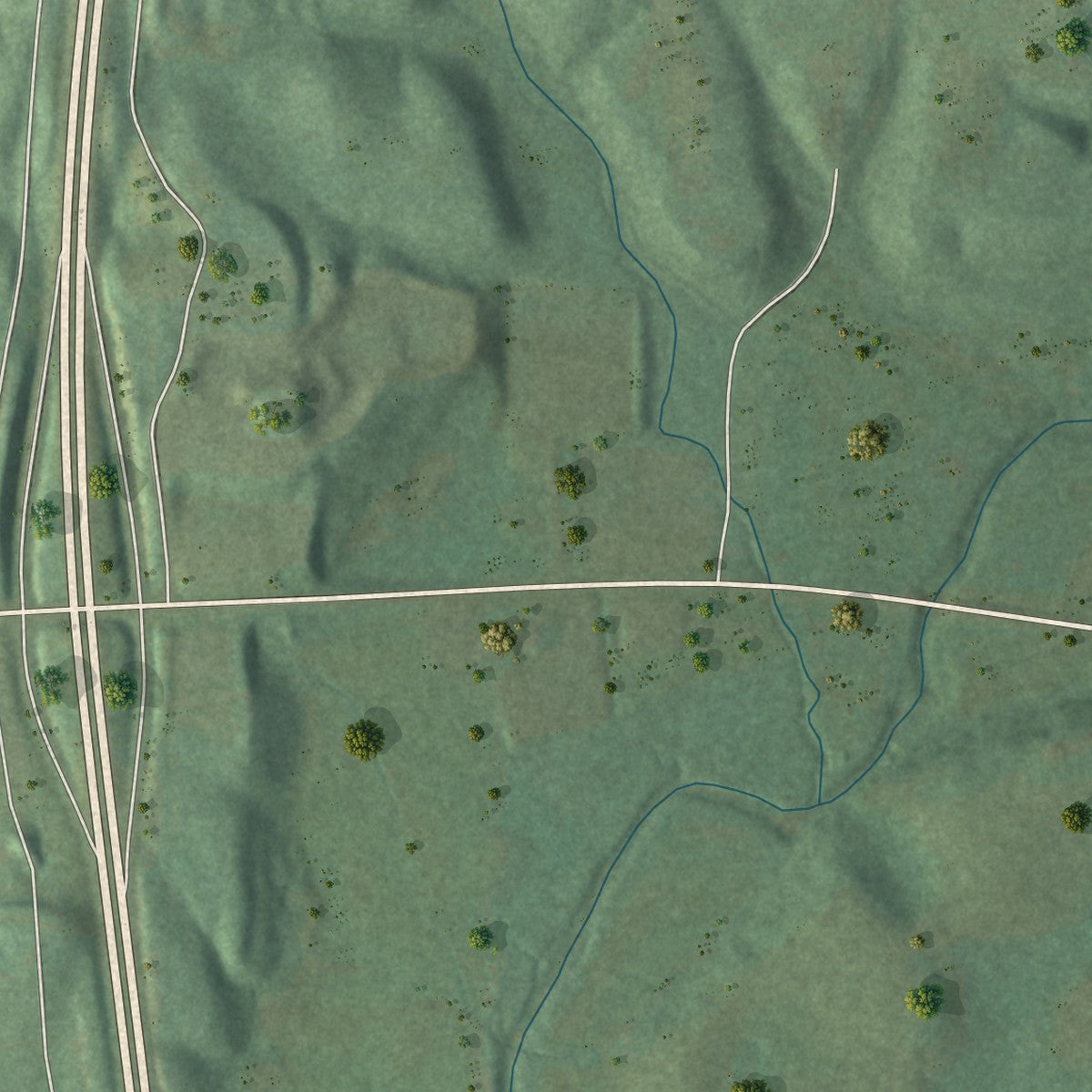 Second close-up of the map of Colony, Alabama print showing more streets and buildings