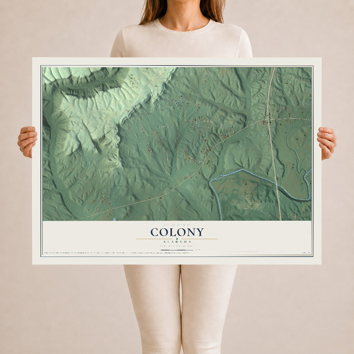 Map of Colony, Alabama, 24 x 36 inch unframed archival matte print