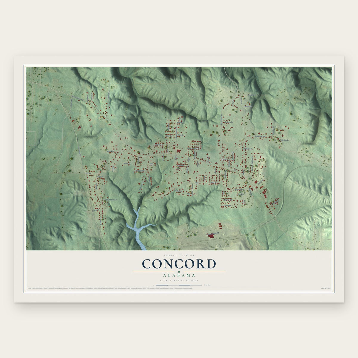 Concord, Alabama map print, the full design