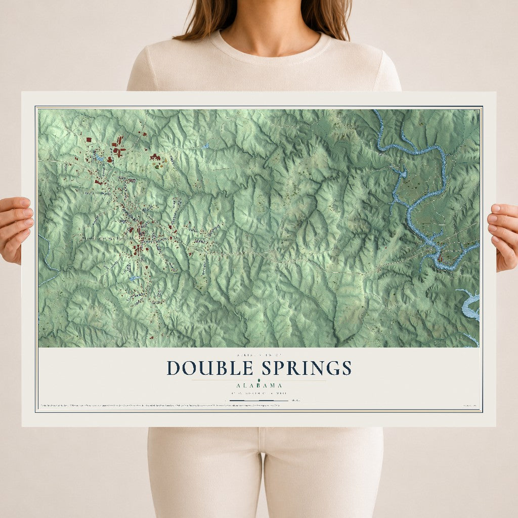 Map of Double Springs, Alabama, 18 x 24 inch unframed archival matte print