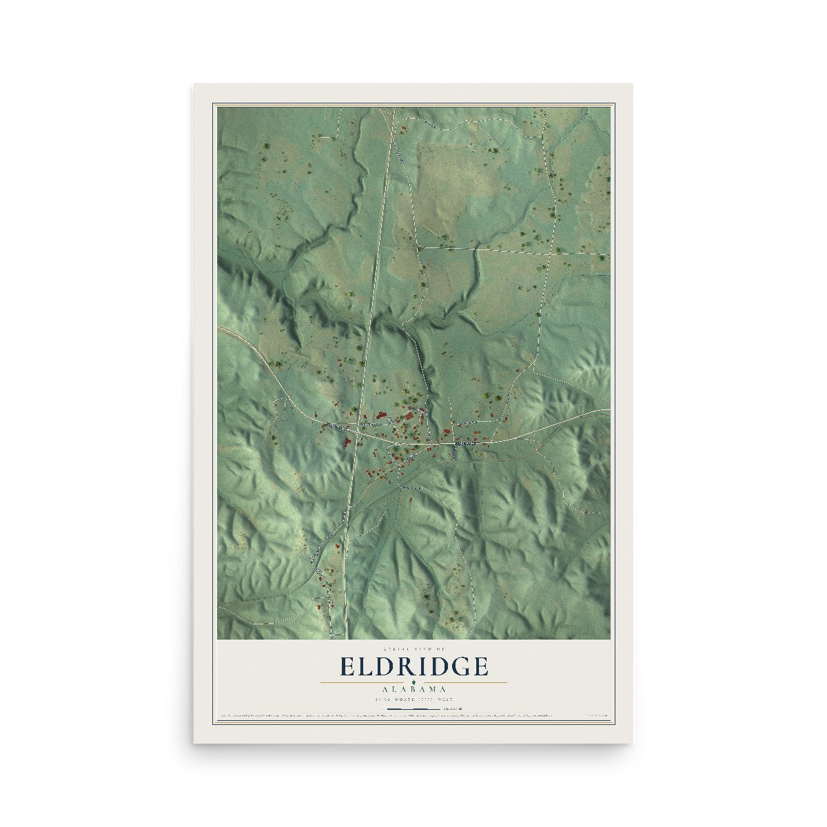 Map of Eldridge, Alabama, 12 x 18 inch unframed archival matte print