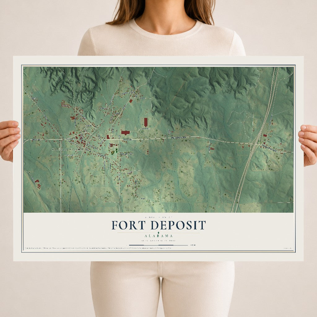 Map of Fort Deposit, Alabama, 18 x 24 inch unframed archival matte print