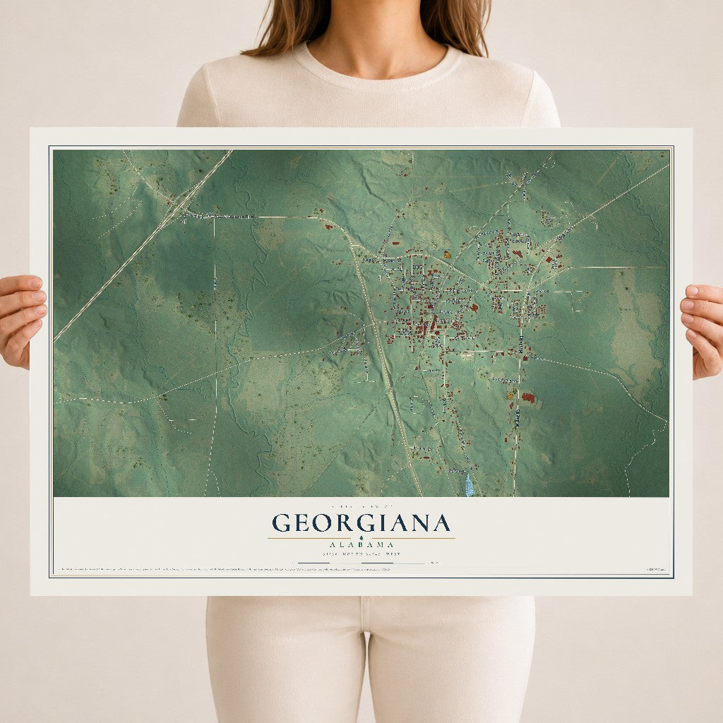 Map of Georgiana, Alabama, 18 x 24 inch unframed archival matte print