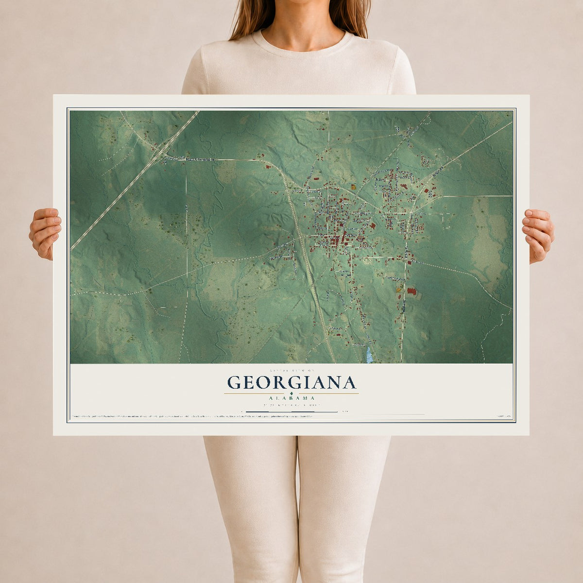 Map of Georgiana, Alabama, 24 x 36 inch unframed archival matte print