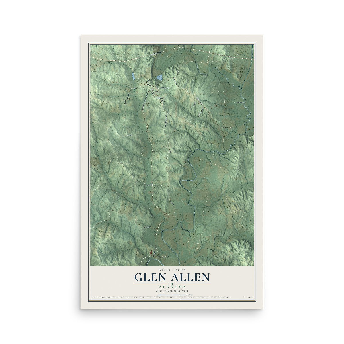 Map of Glen Allen, Alabama, 12 x 18 inch unframed archival matte print