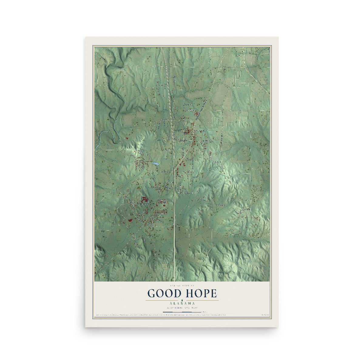 Map of Good Hope, Alabama, 12 x 18 inch unframed archival matte print