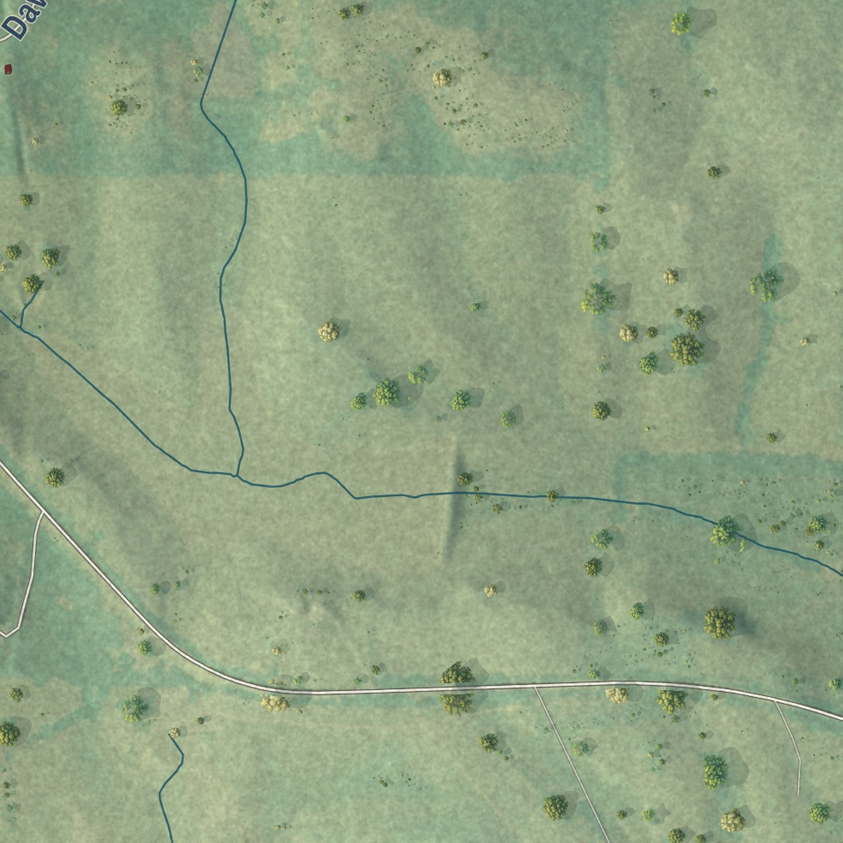 Second close-up of the map of Gordonville, Alabama print showing more streets and buildings