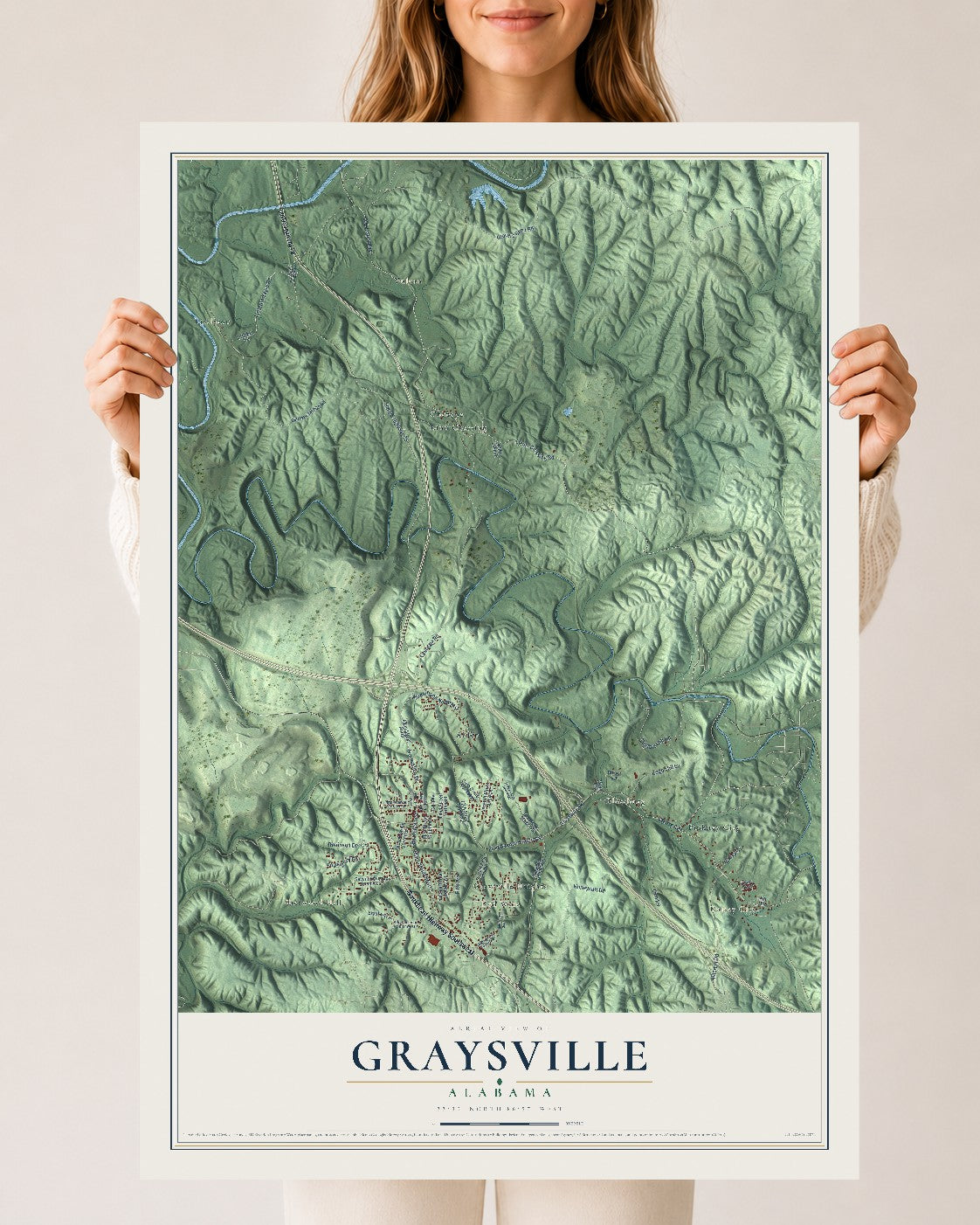 Map of Graysville, Alabama, 24 x 36 inch unframed archival matte print