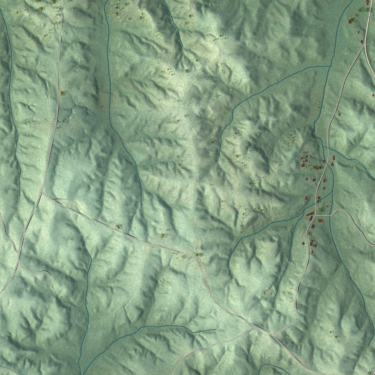 Second close-up of the map of Guin, Alabama print showing more streets and buildings