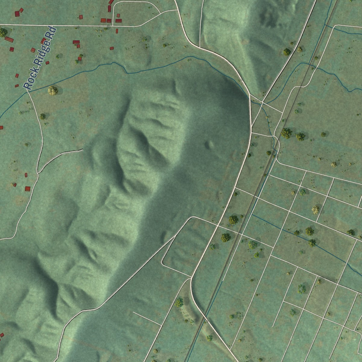 Second close-up of the map of Hammondville, Alabama print showing more streets and buildings