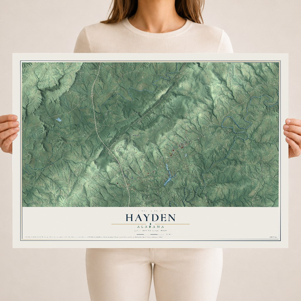 Map of Hayden, Alabama, 18 x 24 inch unframed archival matte print
