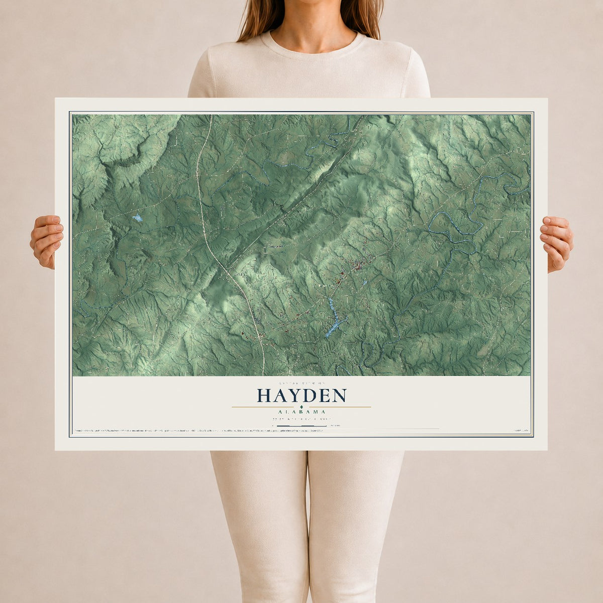 Map of Hayden, Alabama, 24 x 36 inch unframed archival matte print