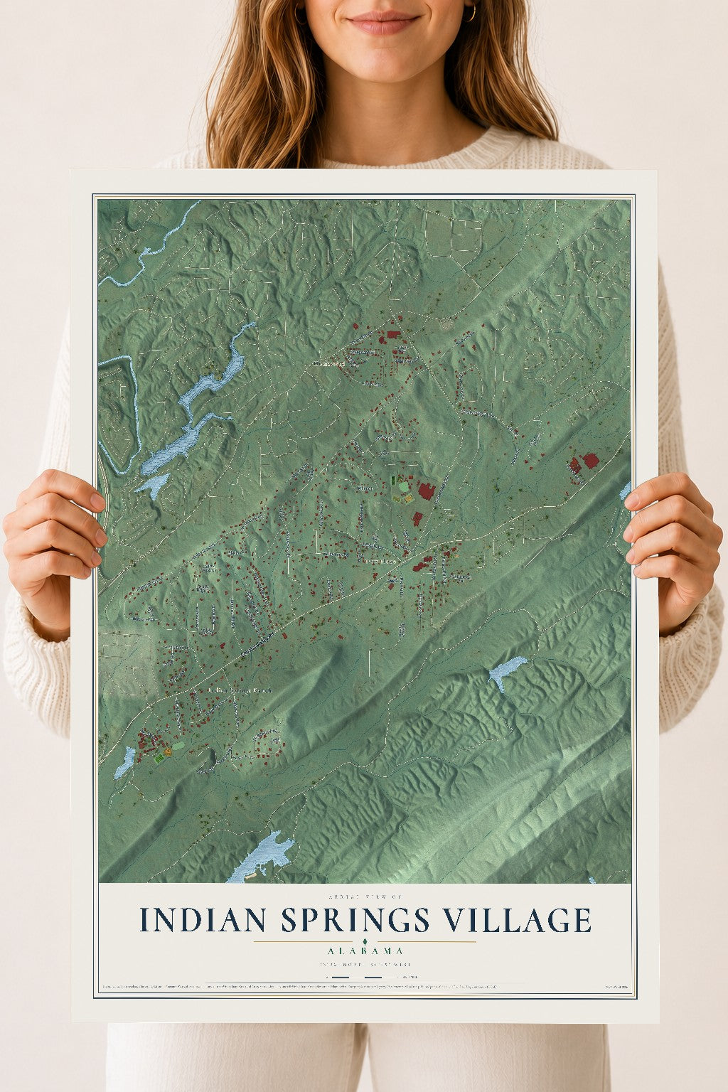 Map of Indian Springs Village, Alabama, 18 x 24 inch unframed archival matte print