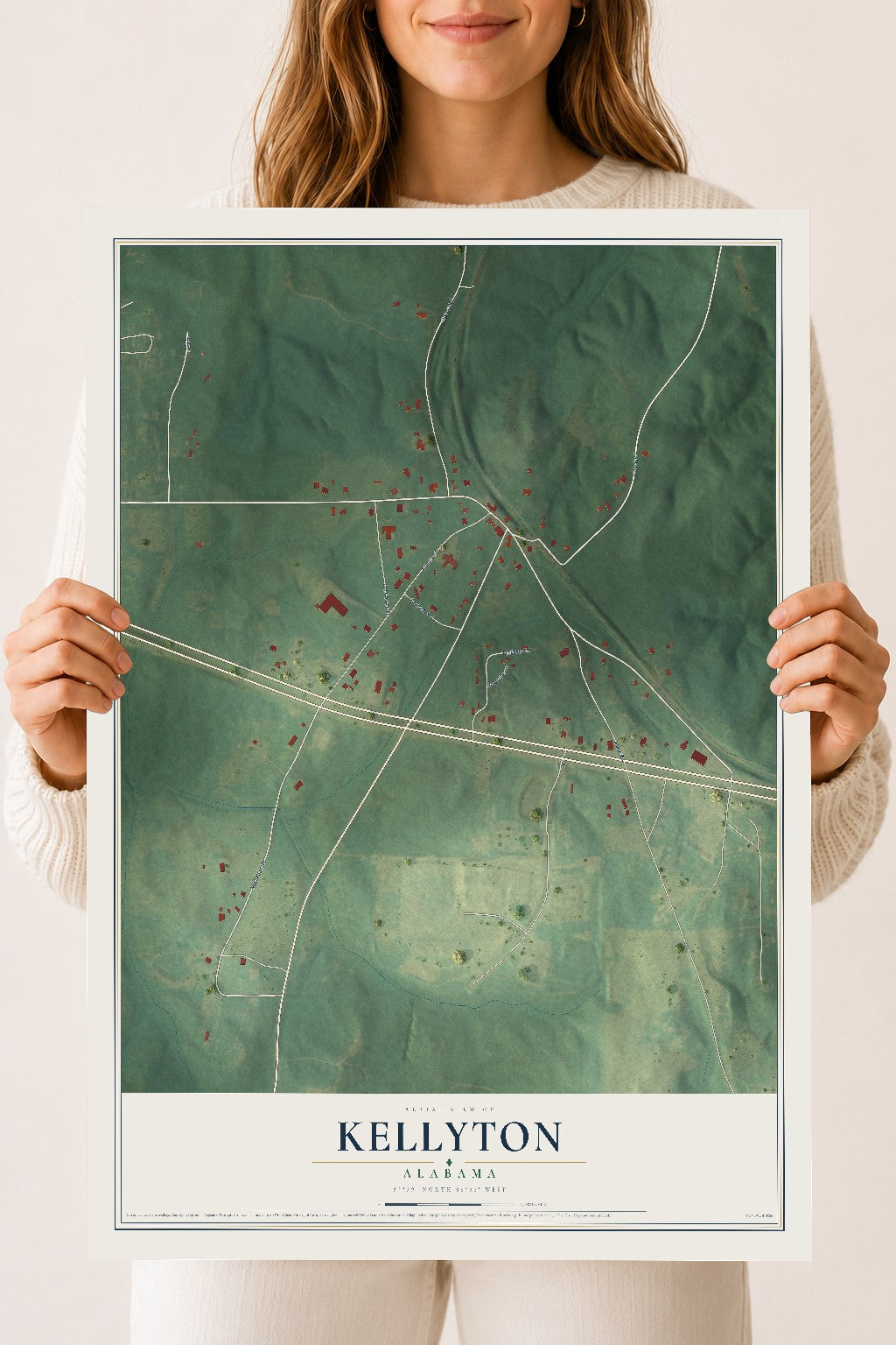 Map of Kellyton, Alabama, 18 x 24 inch unframed archival matte print