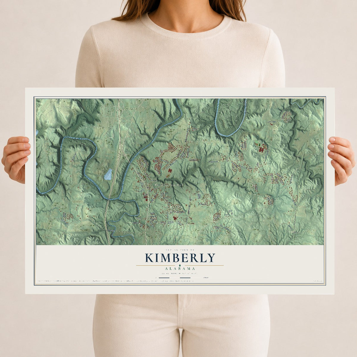 Map of Kimberly, Alabama, 12 x 18 inch unframed archival matte print