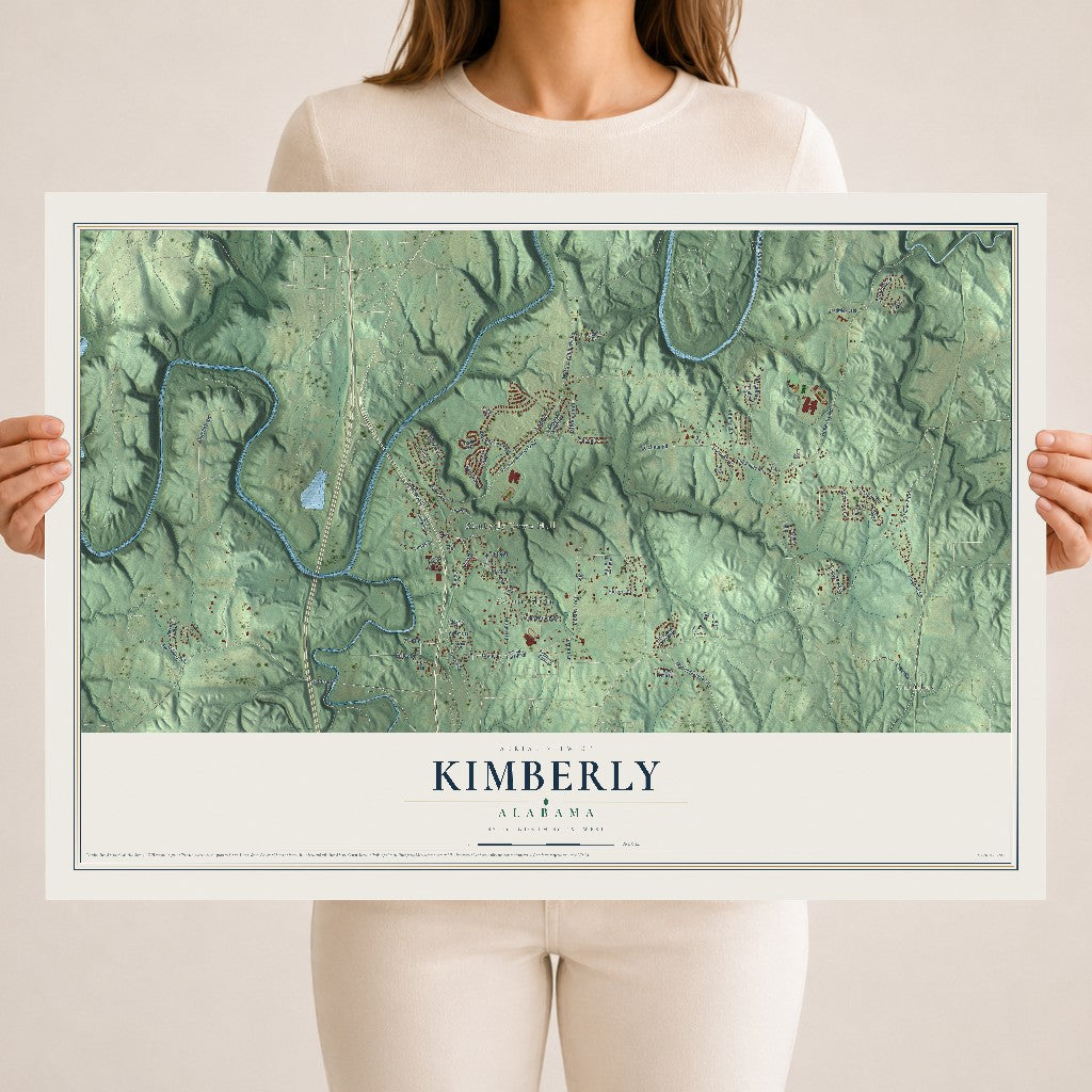Map of Kimberly, Alabama, 18 x 24 inch unframed archival matte print