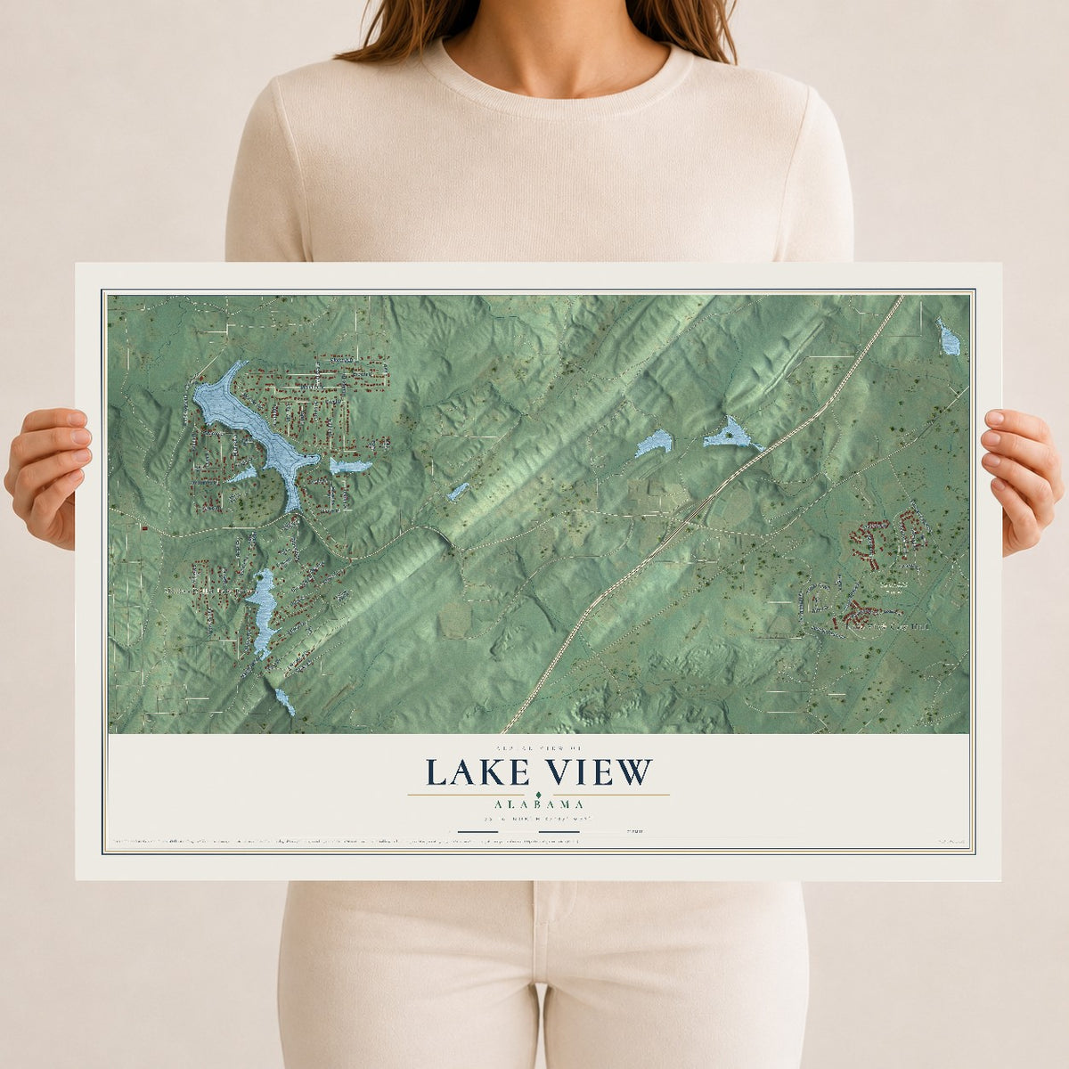 Map of Lake View, Alabama, 12 x 18 inch unframed archival matte print