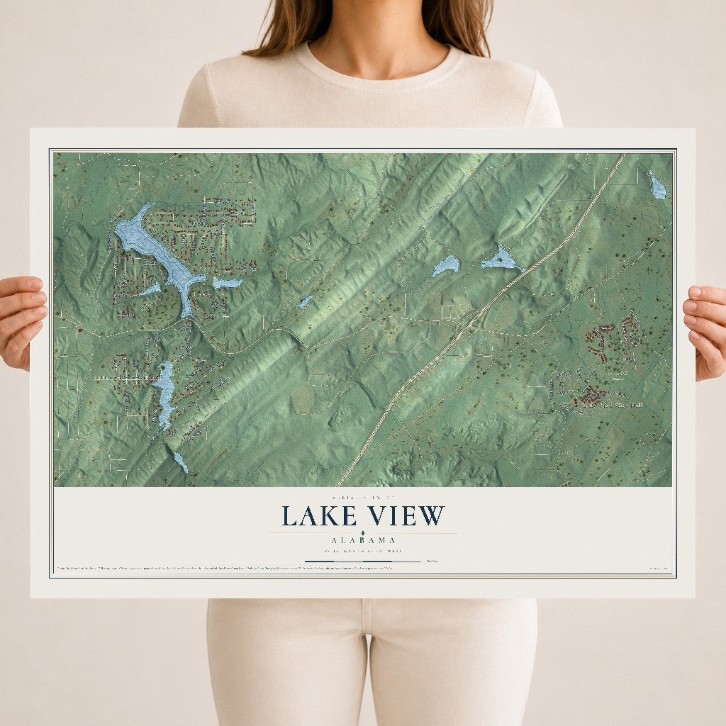 Map of Lake View, Alabama, 18 x 24 inch unframed archival matte print