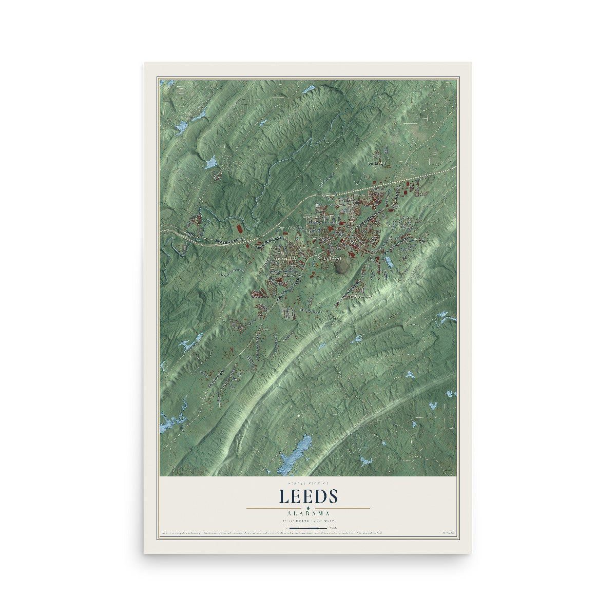 Map of Leeds, Alabama, 12 x 18 inch unframed archival matte print
