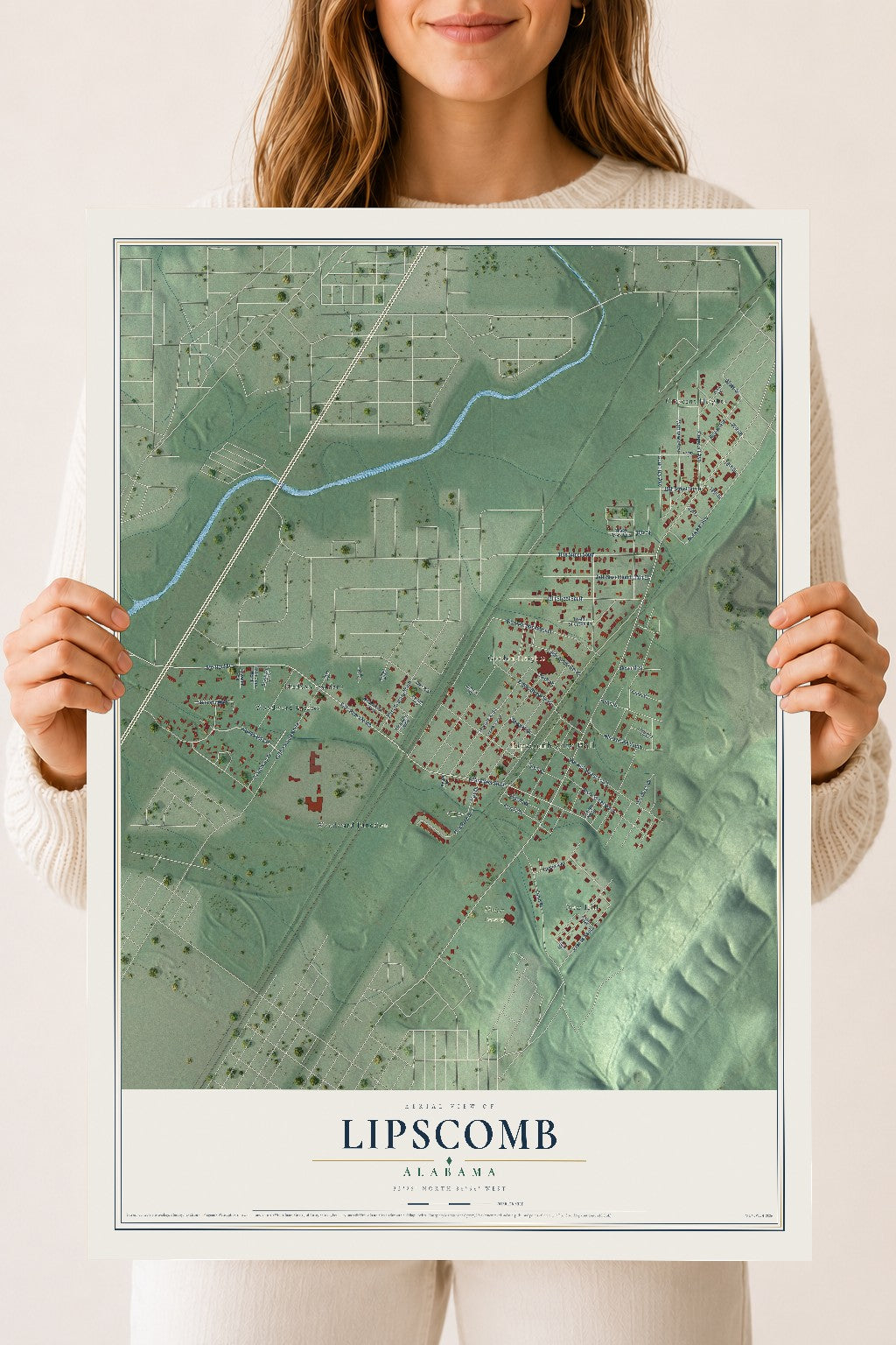 Map of Lipscomb, Alabama, 18 x 24 inch unframed archival matte print