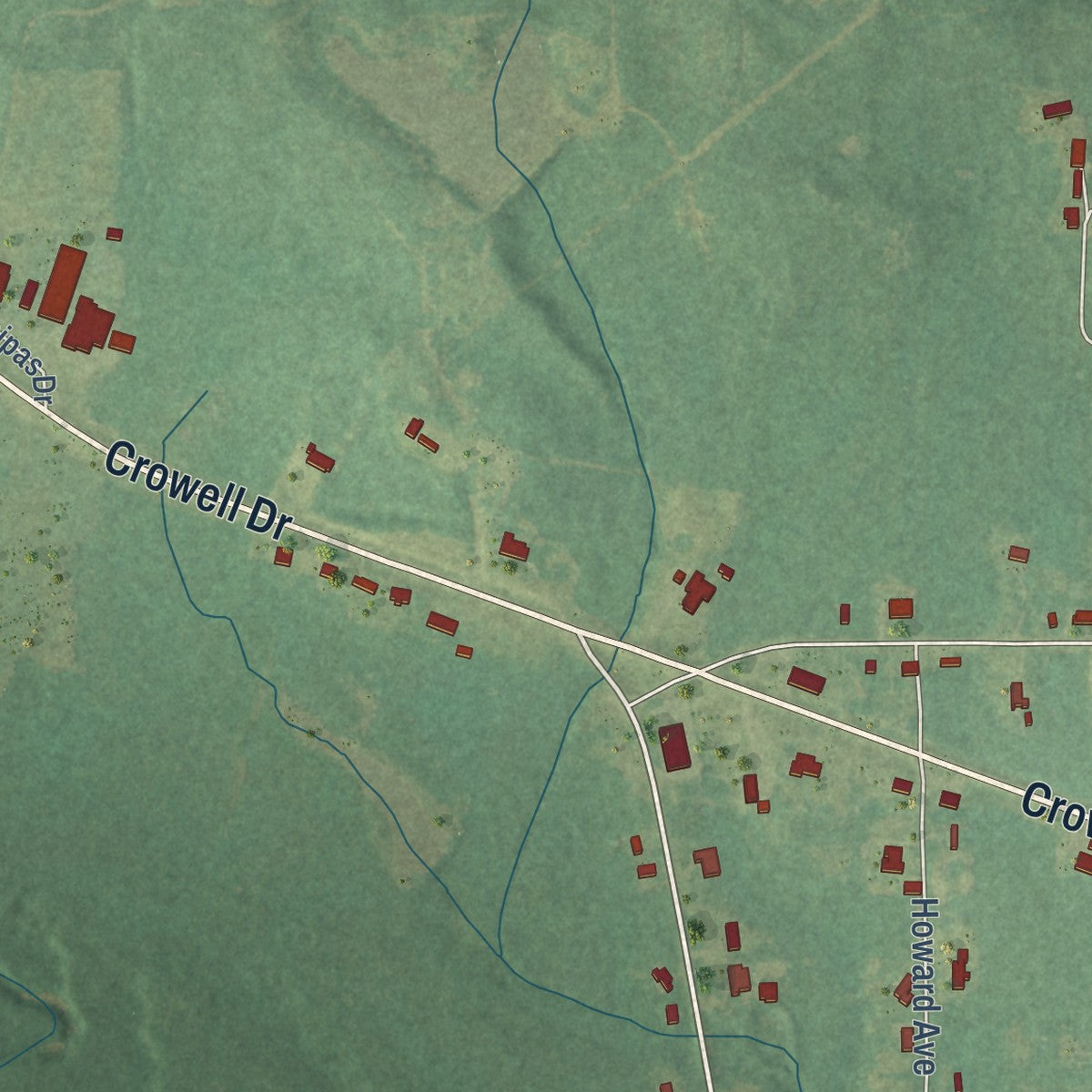 Second close-up of the map of Lisman, Alabama print showing more streets and buildings