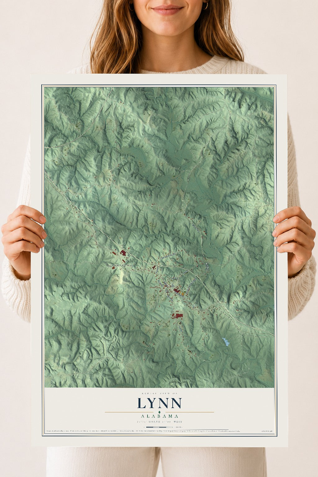 Map of Lynn, Alabama, 18 x 24 inch unframed archival matte print