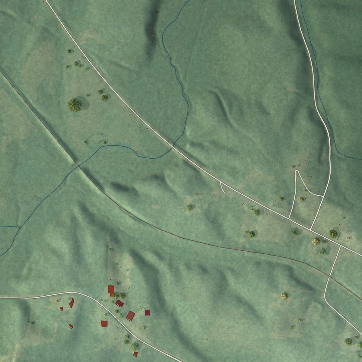 Close-up of the map of Macedonia, Alabama print showing street and building detail