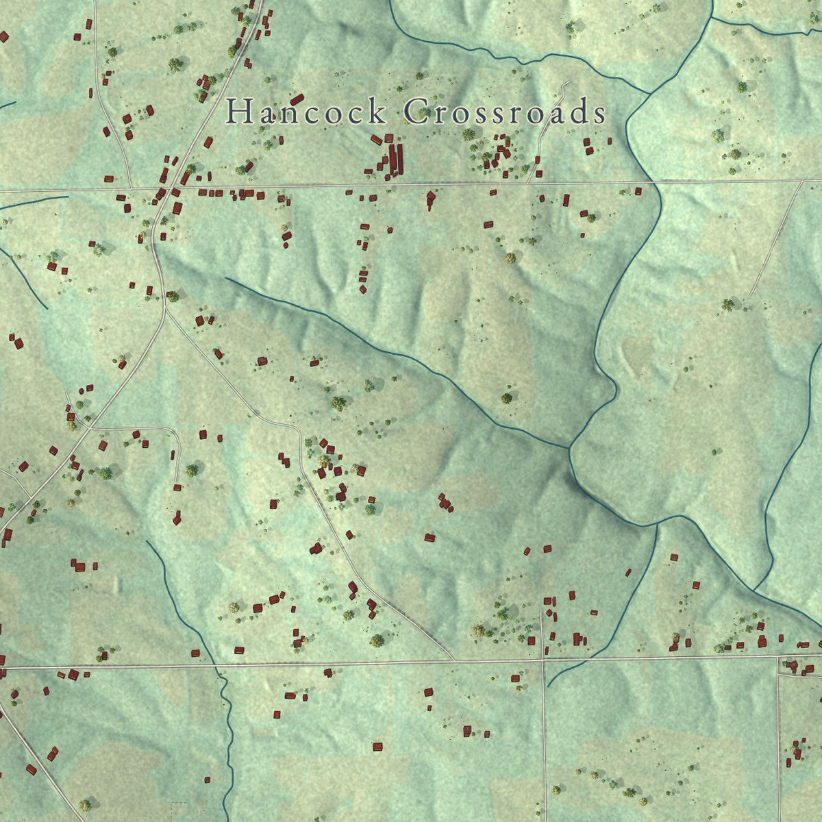 Close-up of the map of Macedonia, Jackson County, Alabama print showing street and building detail