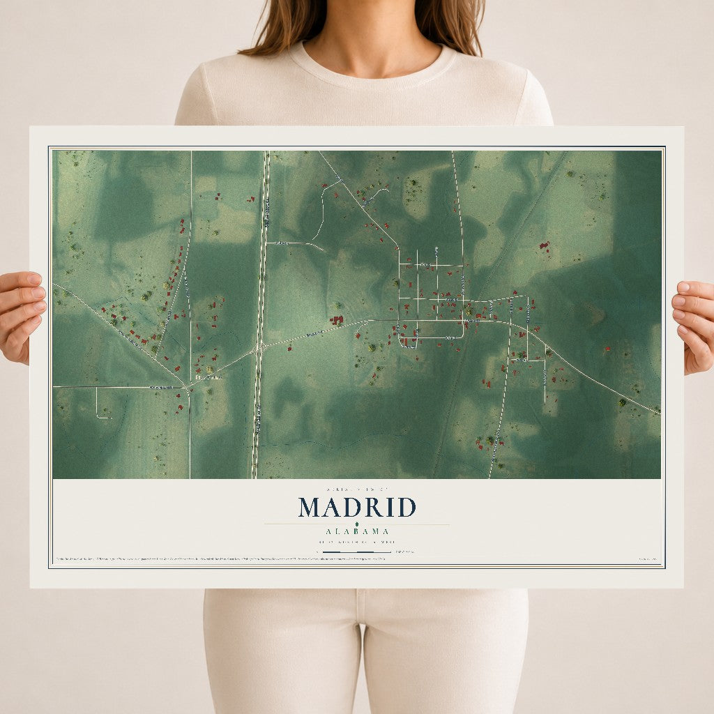 Map of Madrid, Alabama, 18 x 24 inch unframed archival matte print