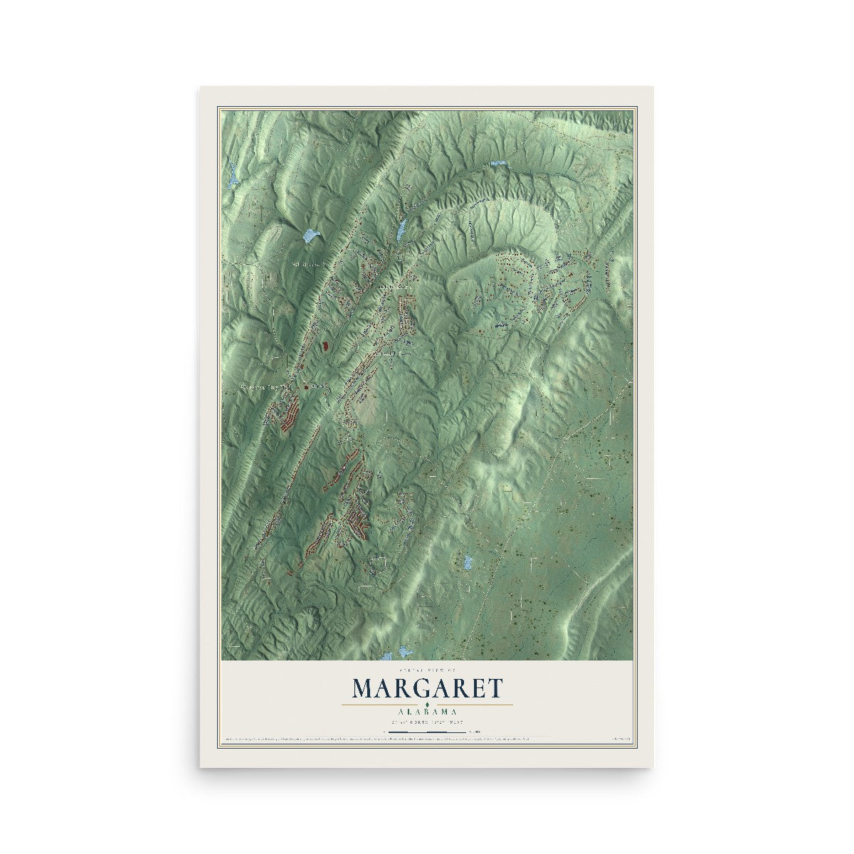 Map of Margaret, Alabama, 12 x 18 inch unframed archival matte print