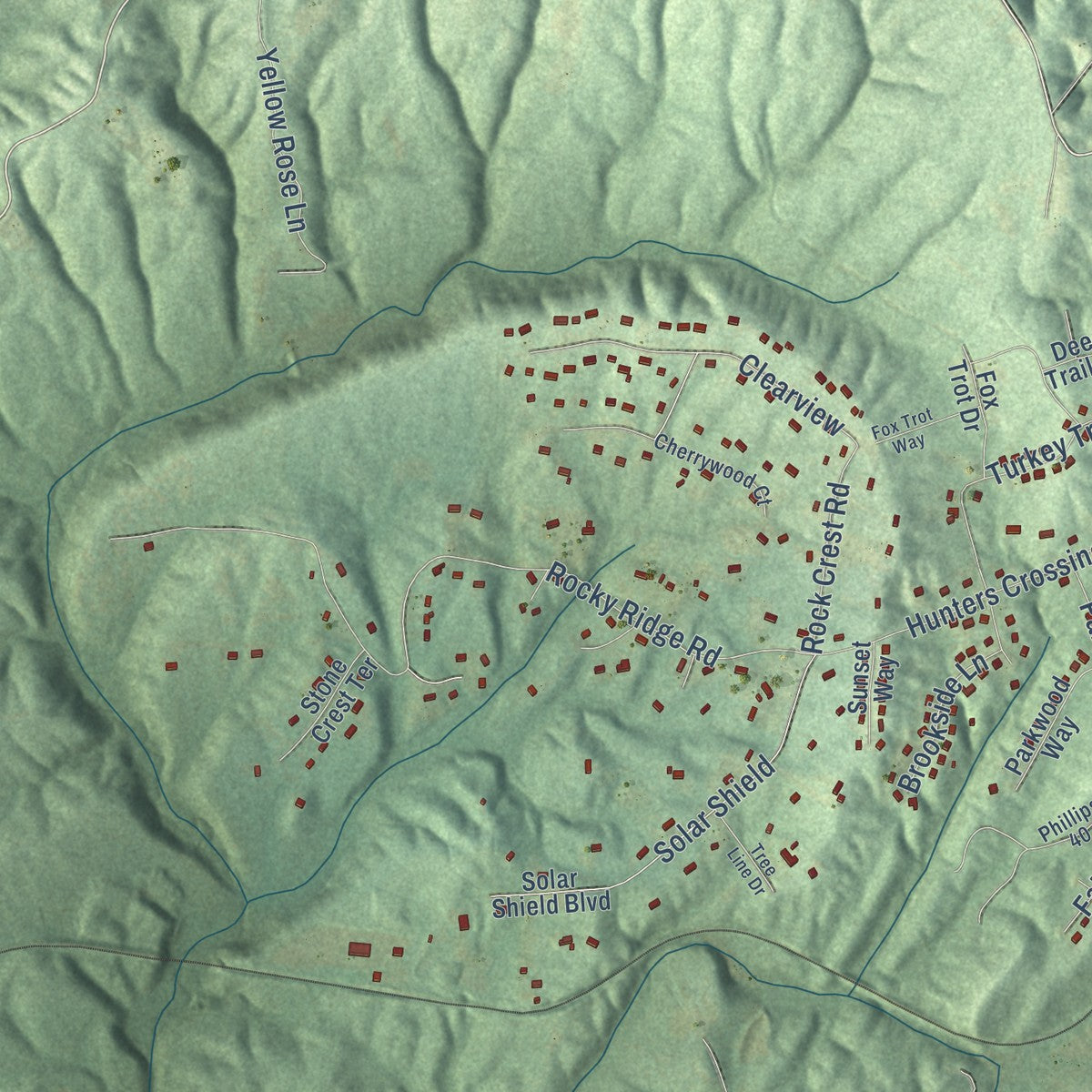 Second close-up of the map of Margaret, Alabama print showing more streets and buildings