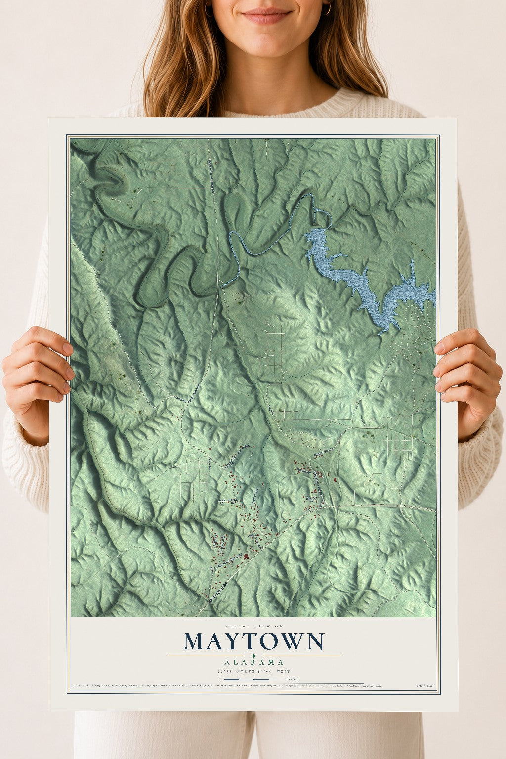 Map of Maytown, Alabama, 18 x 24 inch unframed archival matte print