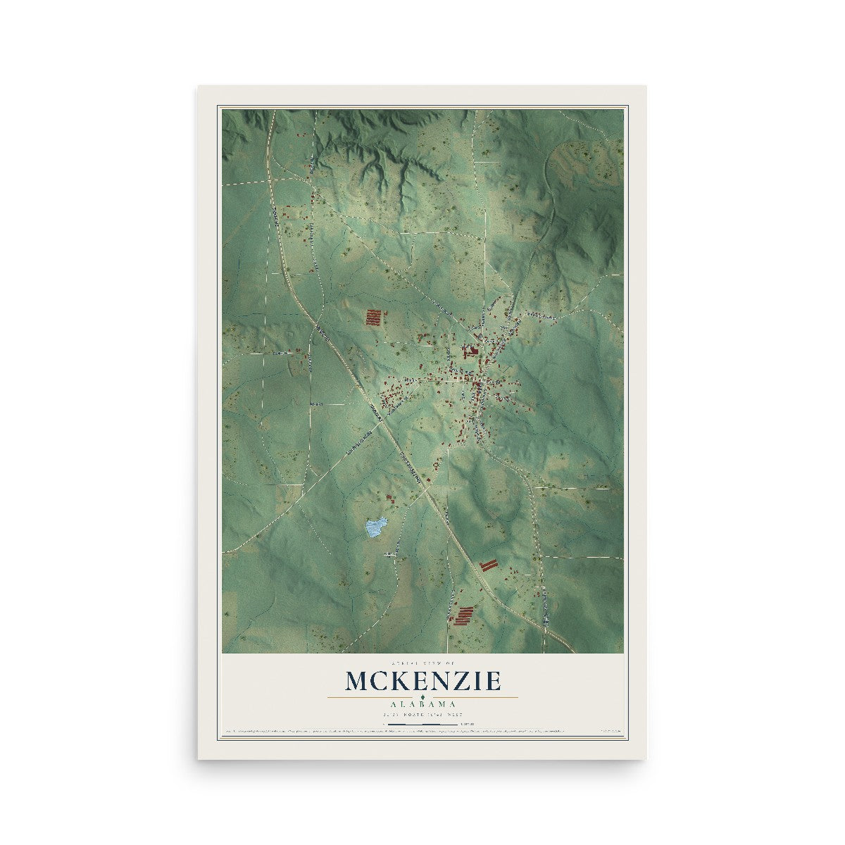 Map of McKenzie, Alabama, 12 x 18 inch unframed archival matte print