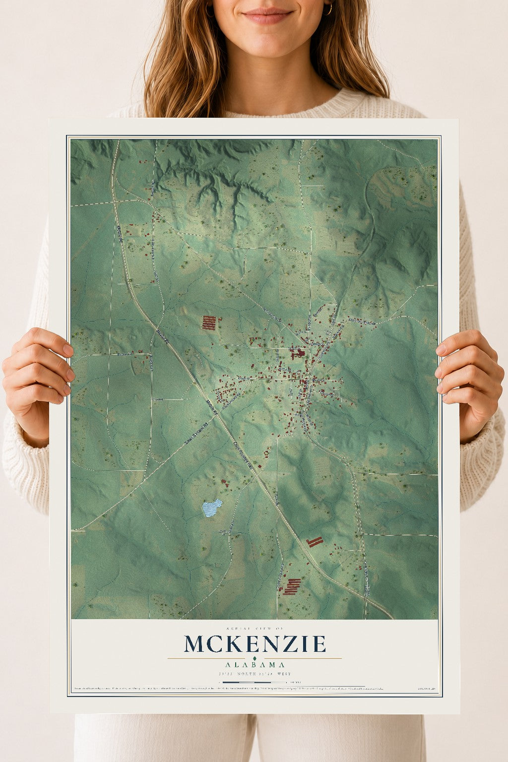 Map of McKenzie, Alabama, 18 x 24 inch unframed archival matte print