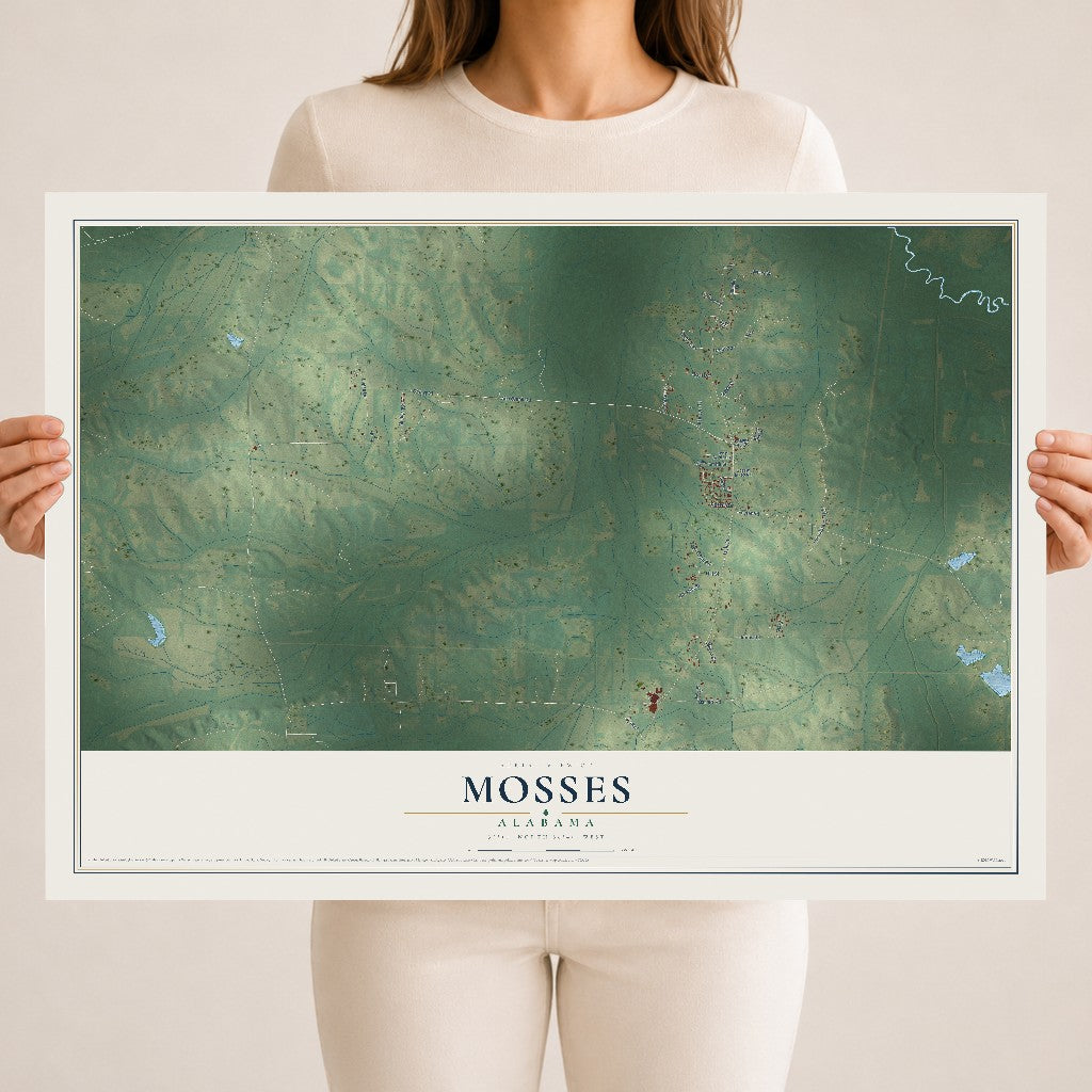 Map of Mosses, Alabama, 18 x 24 inch unframed archival matte print
