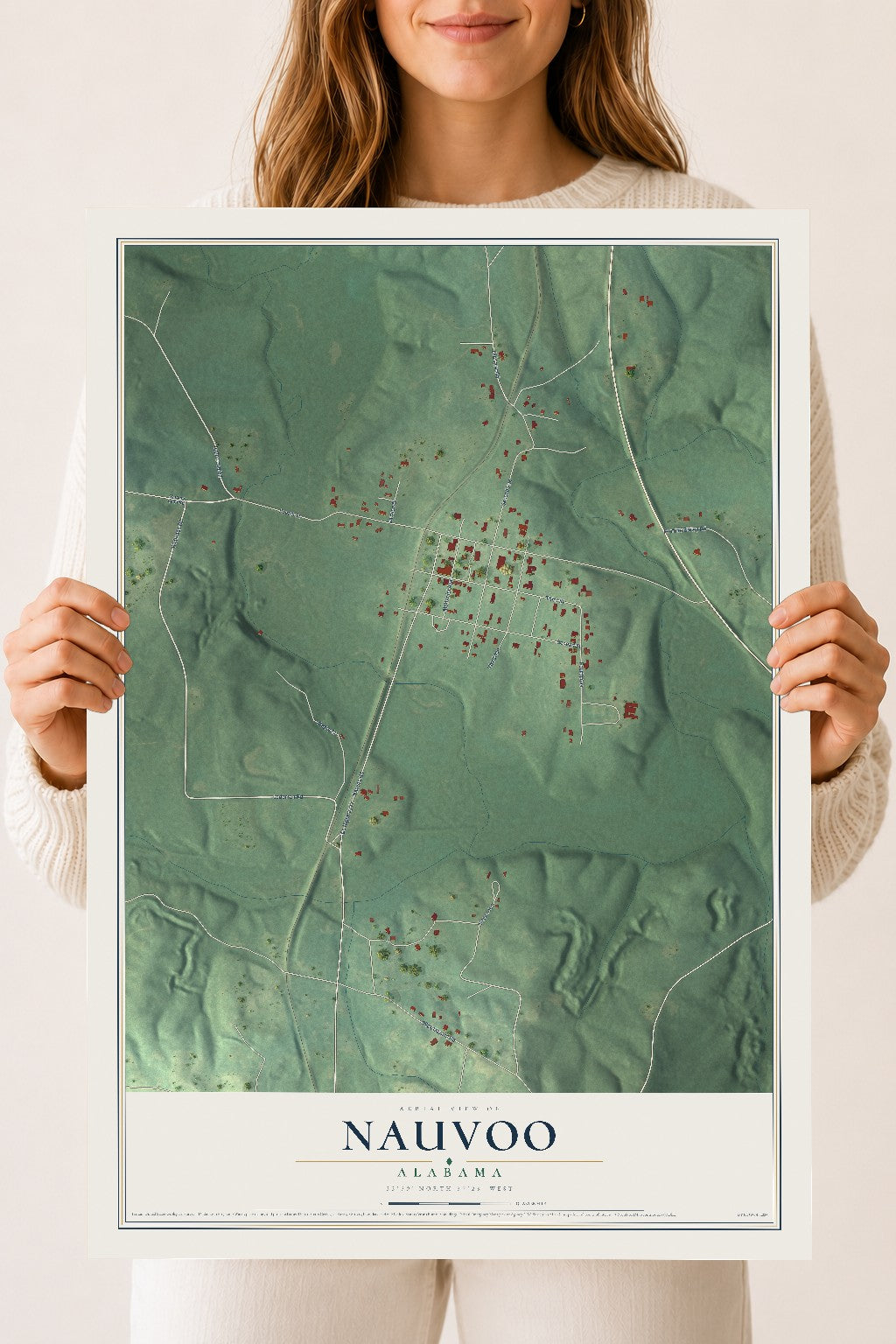 Map of Nauvoo, Alabama, 18 x 24 inch unframed archival matte print