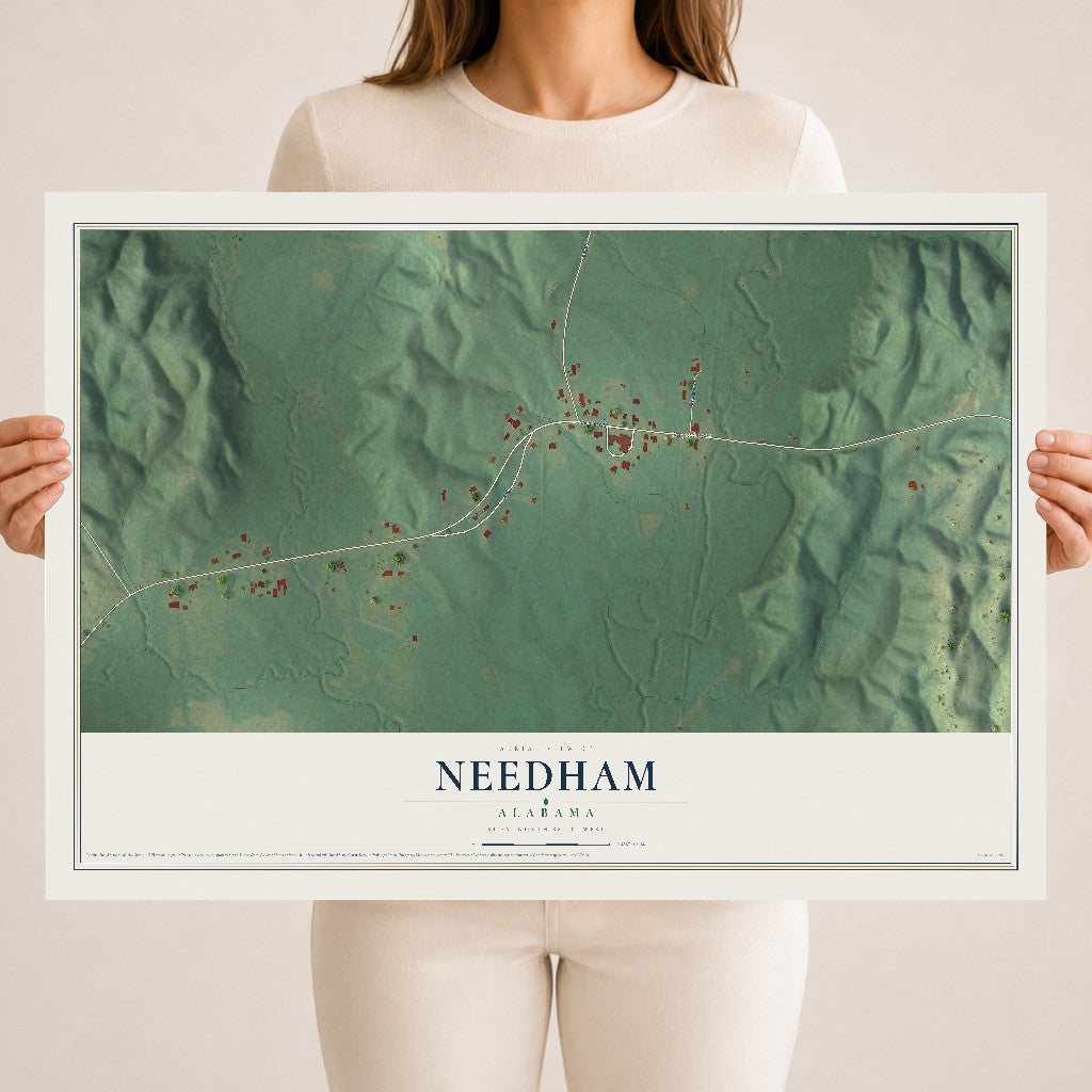 Map of Needham, Alabama, 18 x 24 inch unframed archival matte print